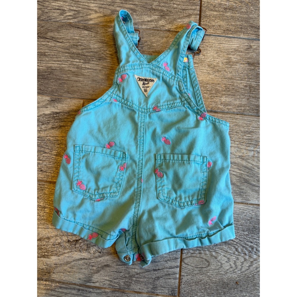 OshKosh B'gosh Shortalls 18 Months 18M Pineapple Embroidered overalls bibs girls